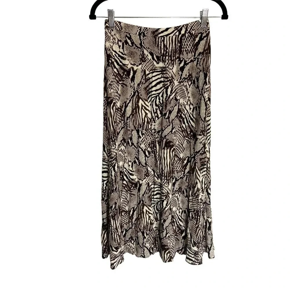Aritzia Wilfred Midi Skirt Womens Mixed Animal Print Flowy A-line Casual-sz 0